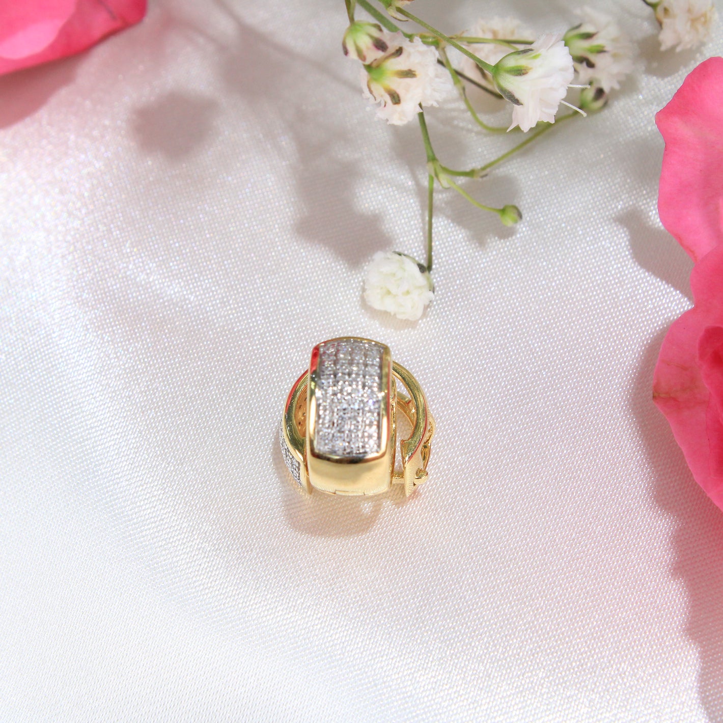 10K Yellow Gold Diamond Hoops