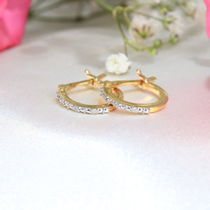 10K Yellow Gold Diamond Hoops