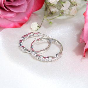 10K White Gold Diamond Hoops