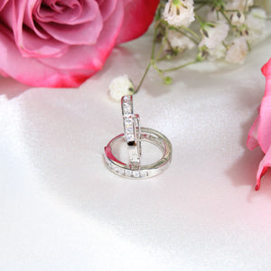 14K White Gold Diamond Hoops