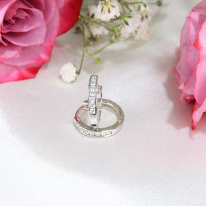 14K White Gold Diamond Hoops