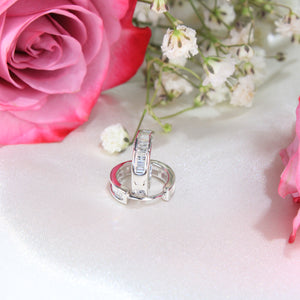 10K White Gold Diamond Hoops