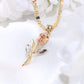 14K Tricolor Gold Rose And Stem Charm
