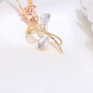 14K Tricolor Gold Rose And Stem Charm