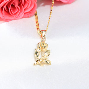 14K Gold Rose Stem Charm