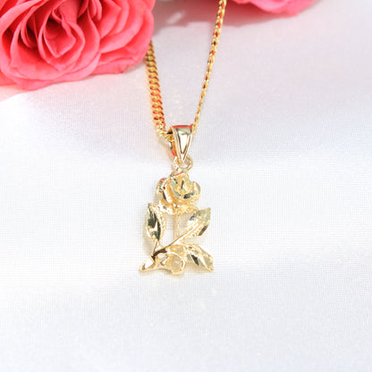 14K Gold Rose Stem Charm
