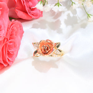 14K Gold Tricolor Rose Gold Flower Ring