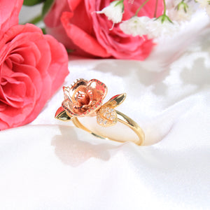 14K Gold Tricolor Rose Gold Flower Ring
