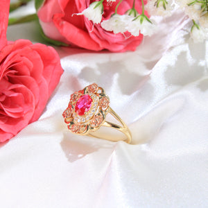 14K Gold Tricolor Rose Gold Flower Ring