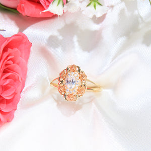14K Gold Tricolor Rose Gold Flower Ring
