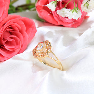 14K Gold Tricolor Rose Gold Flower Ring