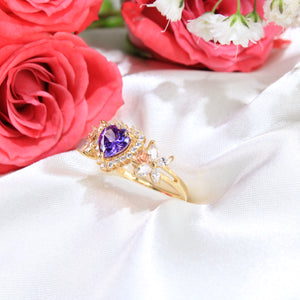 14K Yellow Gold CZ Heart Ring
