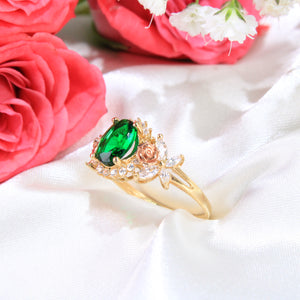 14K Yellow Gold Green CZ Ring