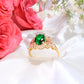 14K Yellow Gold Green CZ Ring