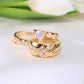 14K Yellow Gold CZ Wedding Trio Set Rings