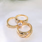 14K Yellow Gold CZ Wedding Trio Set Rings