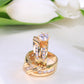 14K Yellow Gold CZ Wedding Trio Set Rings