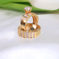 14K Yellow Gold CZ Wedding Trio Set Rings