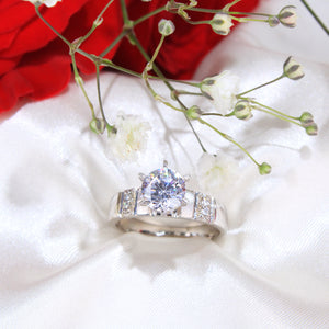 14K White Gold CZ Engagement Ring