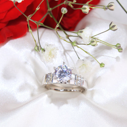14K White Gold CZ Engagement Ring