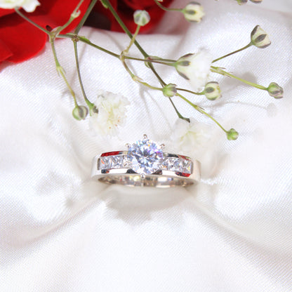 14K White Gold CZ Engagement Ring