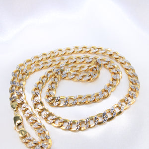 14K Yellow Gold 2tone Hollow Cuban Link Chain 8mm 26in