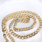 14K Yellow Gold 2tone Hollow Cuban Link Chain 8mm 26in