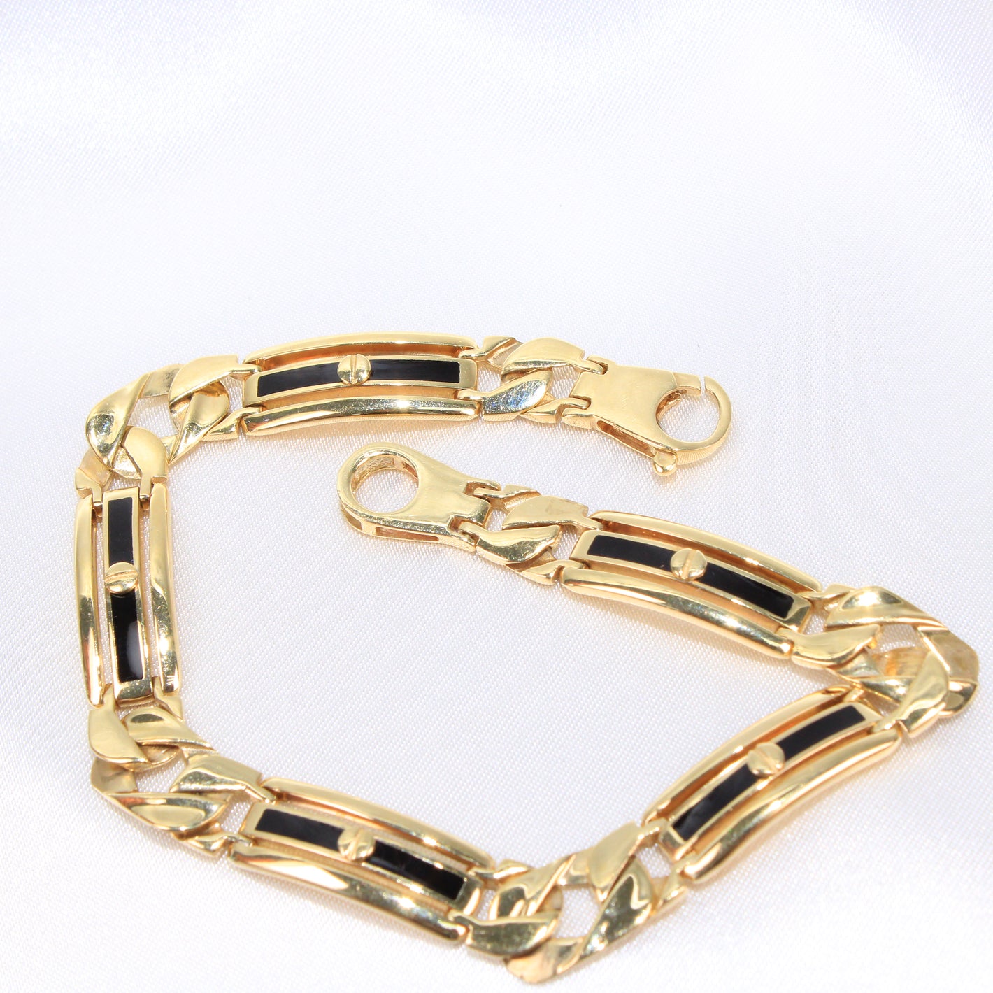14K Yellow Gold Onyx Bracelet 8mm 8in
