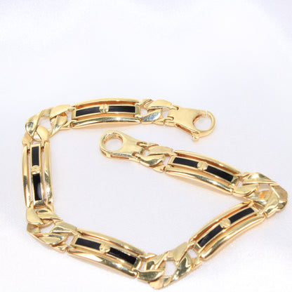 14K Yellow Gold Onyx Bracelet 8mm 8in