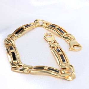 14K Yellow Gold Onyx Bracelet 8mm 8in