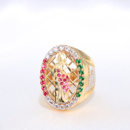 14K Yellow Gold CZ St Jude Ring