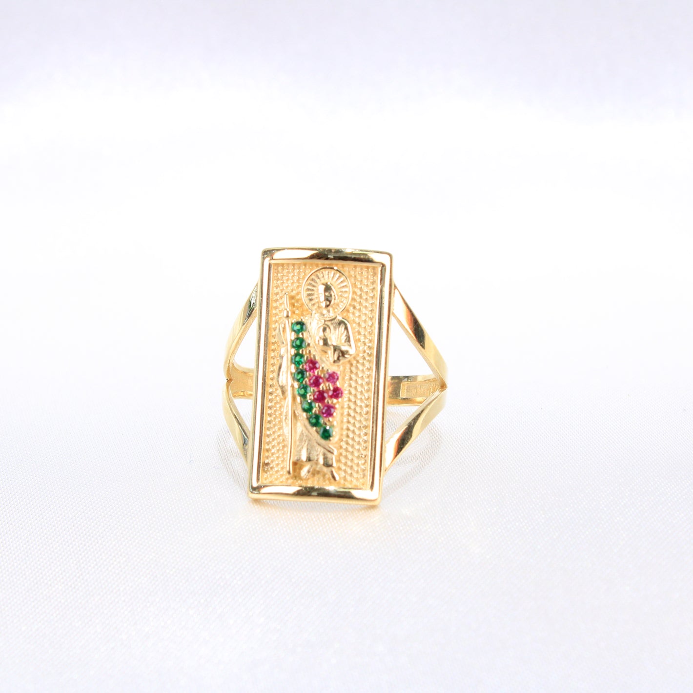 14K Yellow Gold CZ St Jude Ring