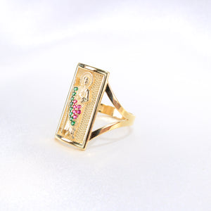 14K Yellow Gold CZ St Jude Ring