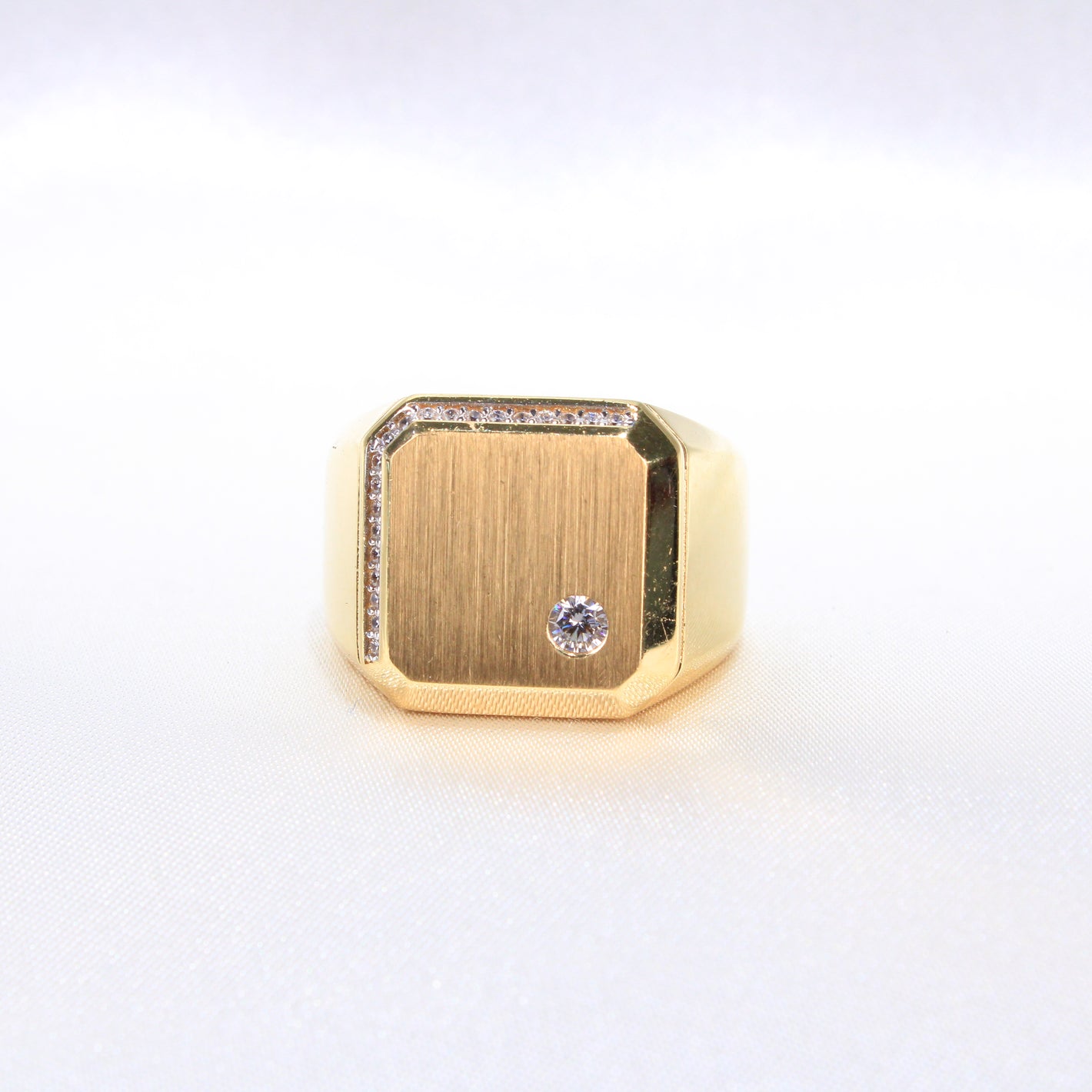 14K Yellow Gold CZ Men's Ring