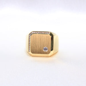 14K Yellow Gold CZ Men's Ring
