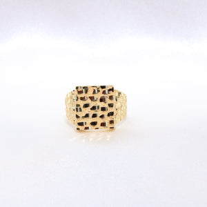14K Yellow Gold Nugget Men's Ring