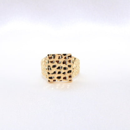 14K Yellow Gold Nugget Men's Ring