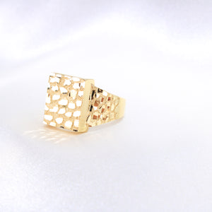 14K Yellow Gold Nugget Men's Ring