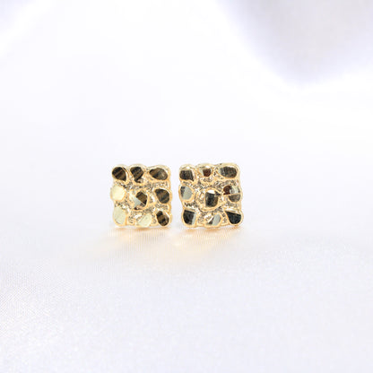 14K Yellow Gold Nugget Earrings