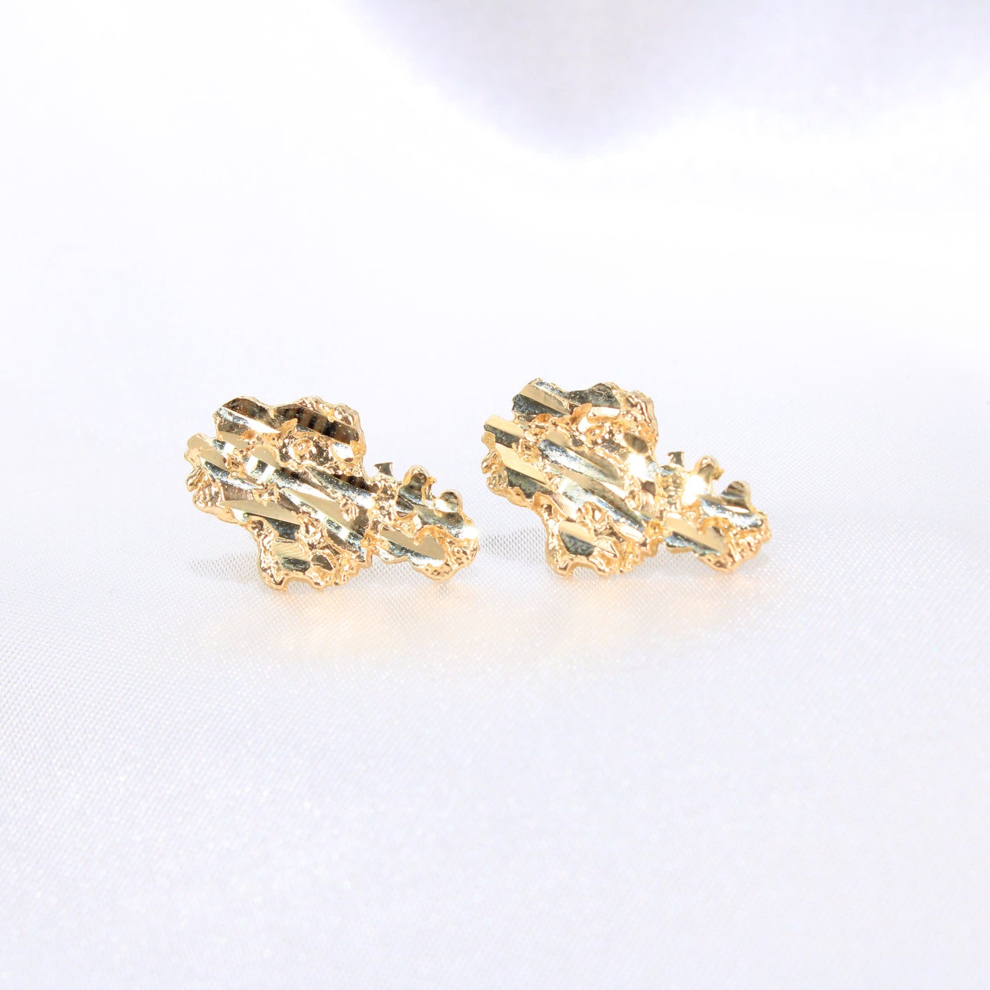14K Yellow Gold Nugget Earrings