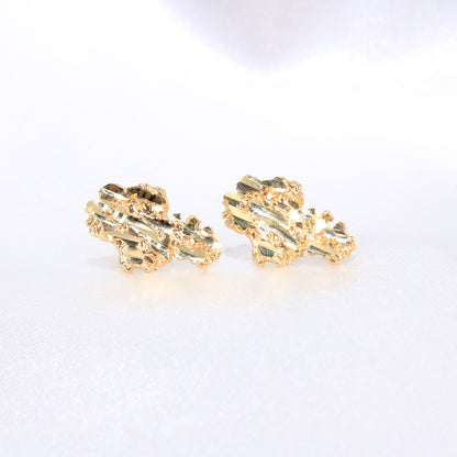 14K Yellow Gold Nugget Earrings