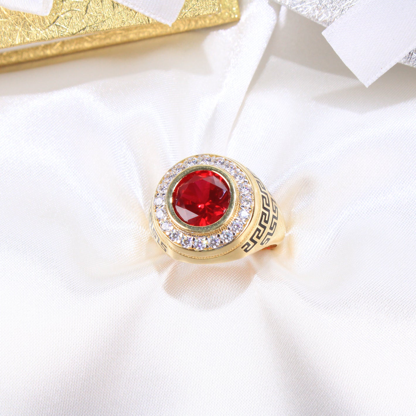 14K Yellow Gold  CZ Men's Ring