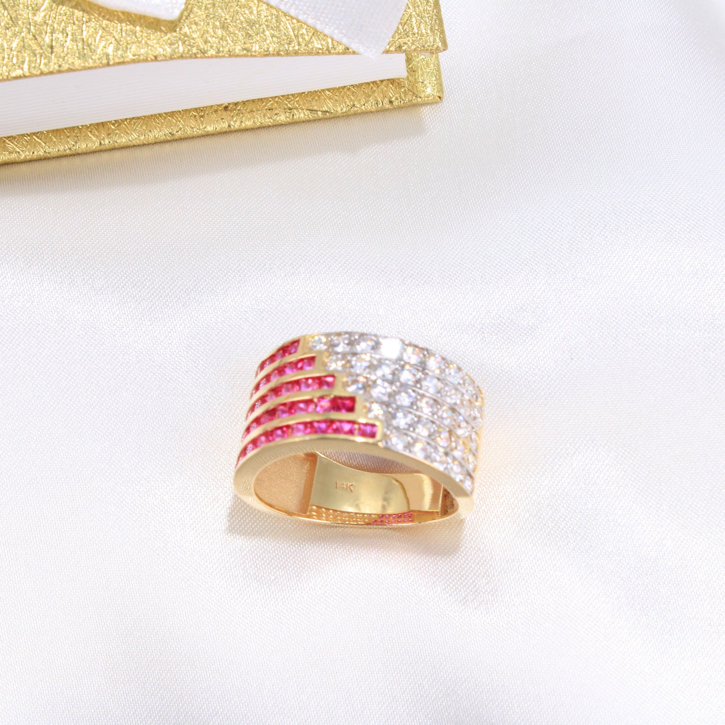 14K Yellow Gold CZ Men's Ring