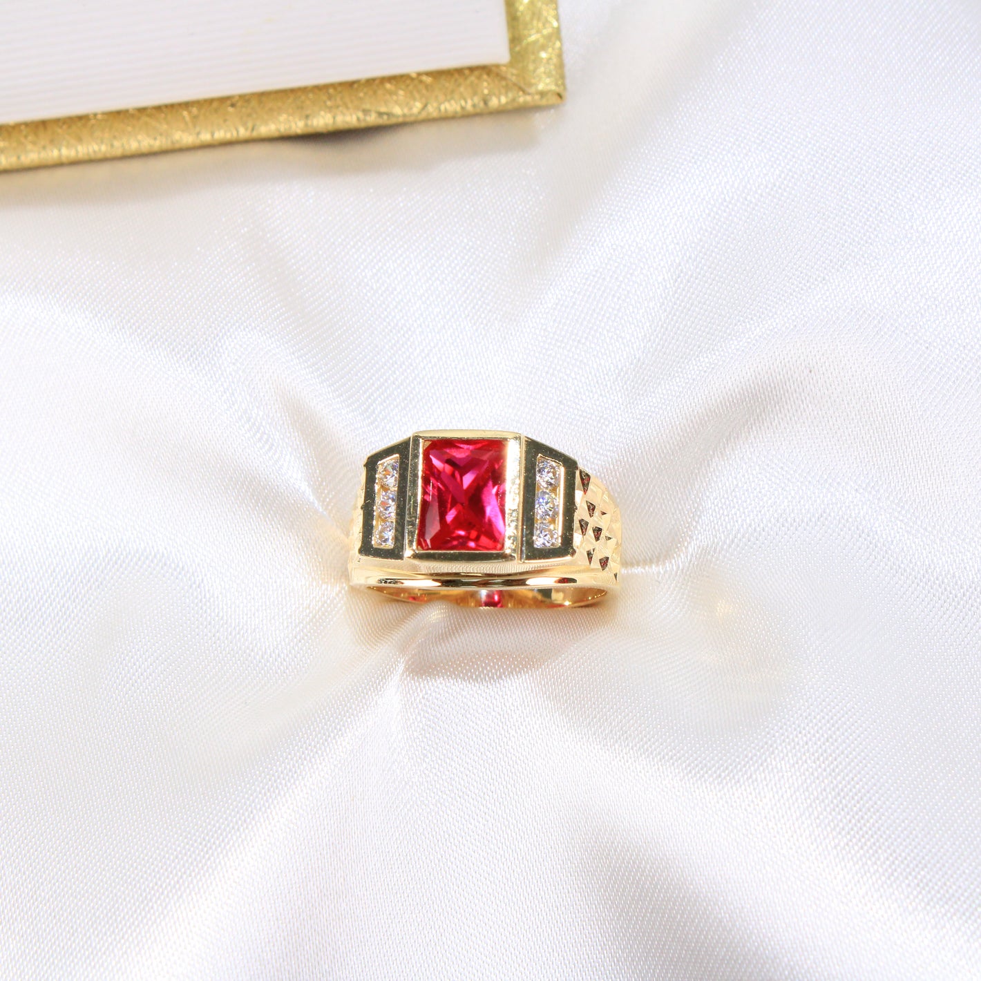 14K Yellow Gold CZ Men's Ring
