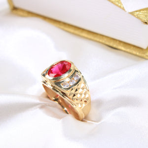 14K Yellow Gold CZ Men's Ring