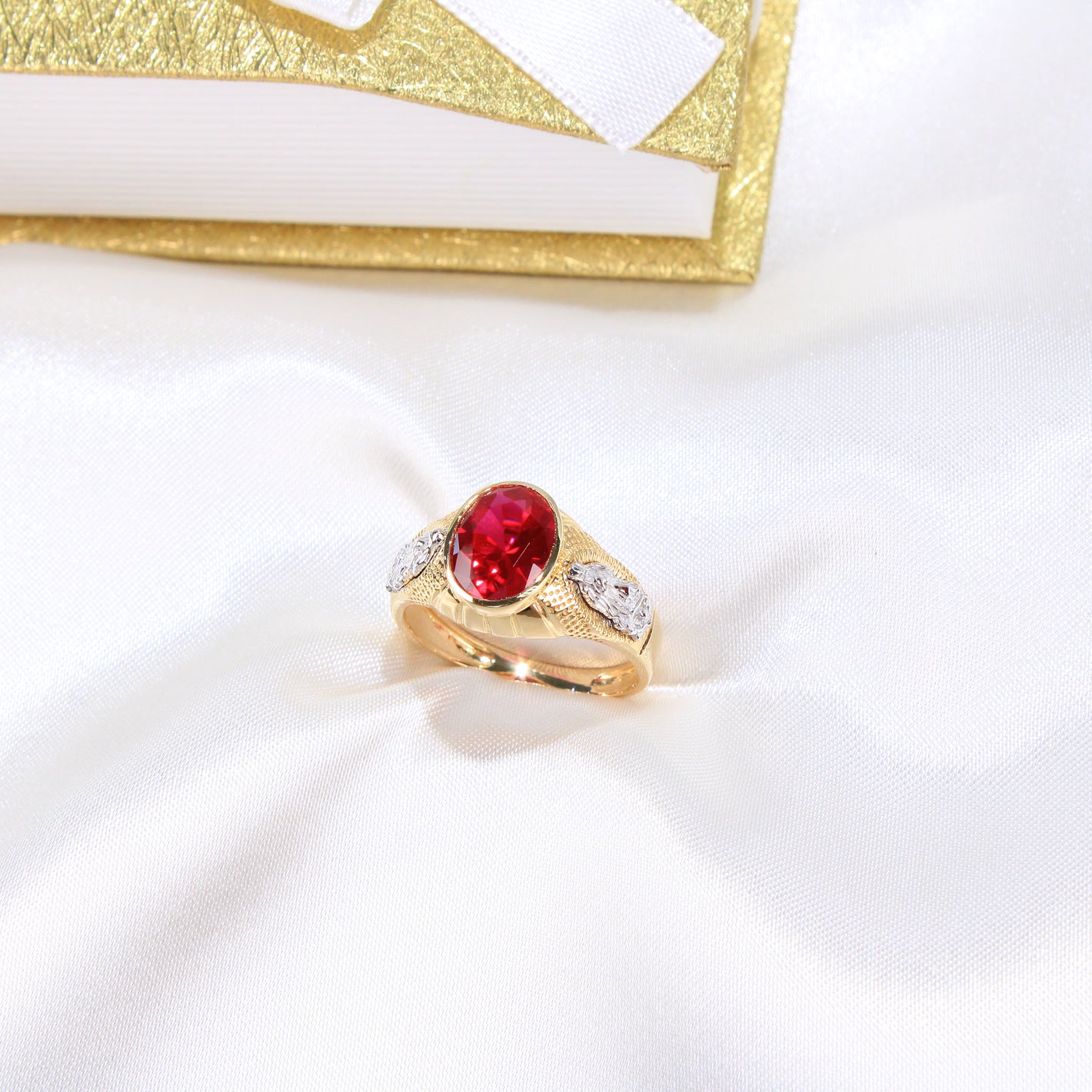 14K Yellow Gold  CZ Men's Ring