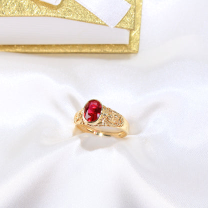 14K Yellow Gold CZ Virgin Mary Ring