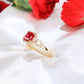 14K Yellow Gold Red CZ Ring