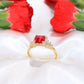 14K Yellow Gold Red CZ Ring