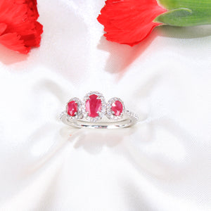 14K White Gold Ruby And Diamond Ring